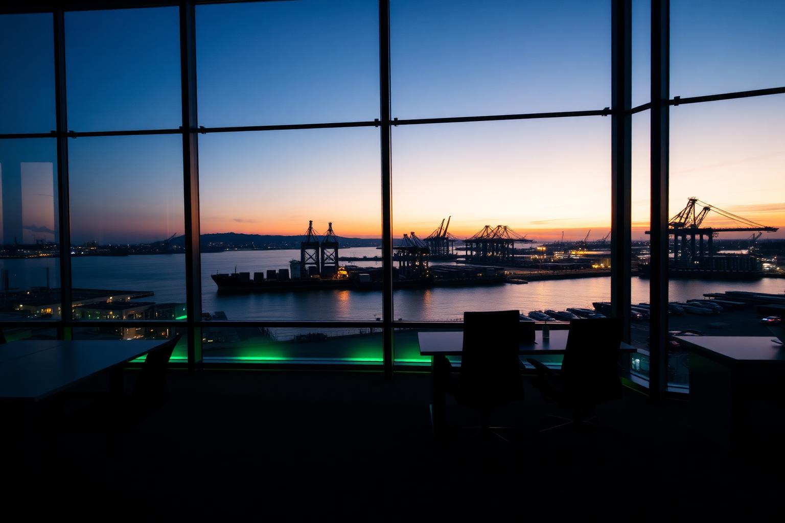 MIPEC advisory desk overlooking the port of Rotterdam